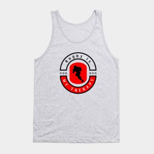 Rugby is my therapy funny motivational design Tank Top